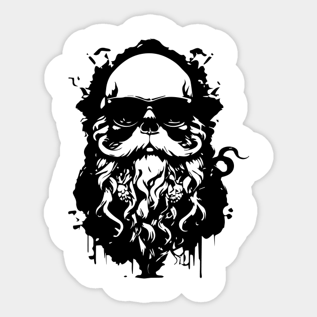 skull with beard Sticker by lkn